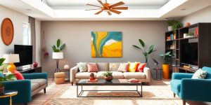 Amenajare modernă a unui living, mobilă stilată