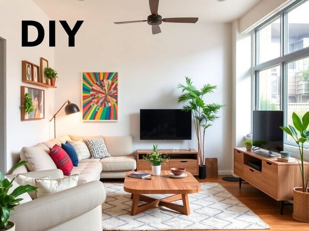 Spațiu modern cu proiecte DIY creative pentru locuințe.