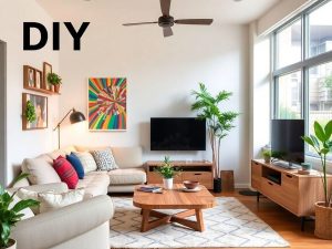 Spațiu modern cu proiecte DIY creative pentru locuințe.