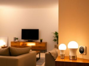 Casă inteligentă cu lumină ambientală.